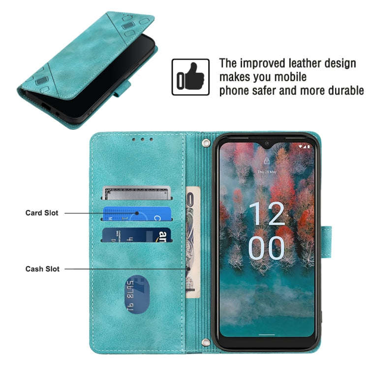 For Nokia C12 Skin-feel Embossed Leather Phone Case(Green)
