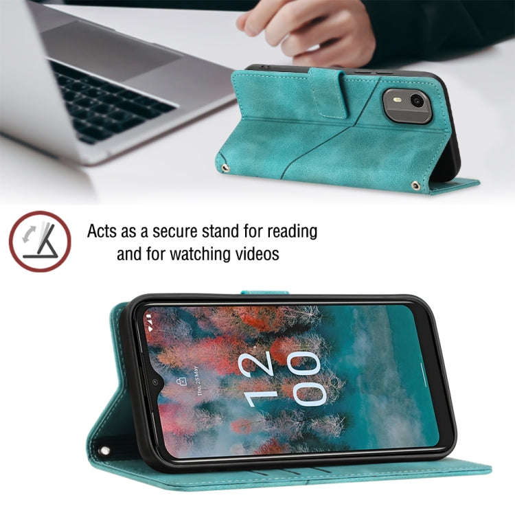 For Nokia C12 Skin-feel Embossed Leather Phone Case(Green)