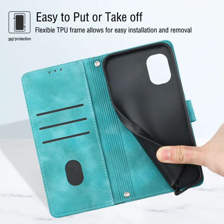 For Nokia C12 Skin-feel Embossed Leather Phone Case(Green)