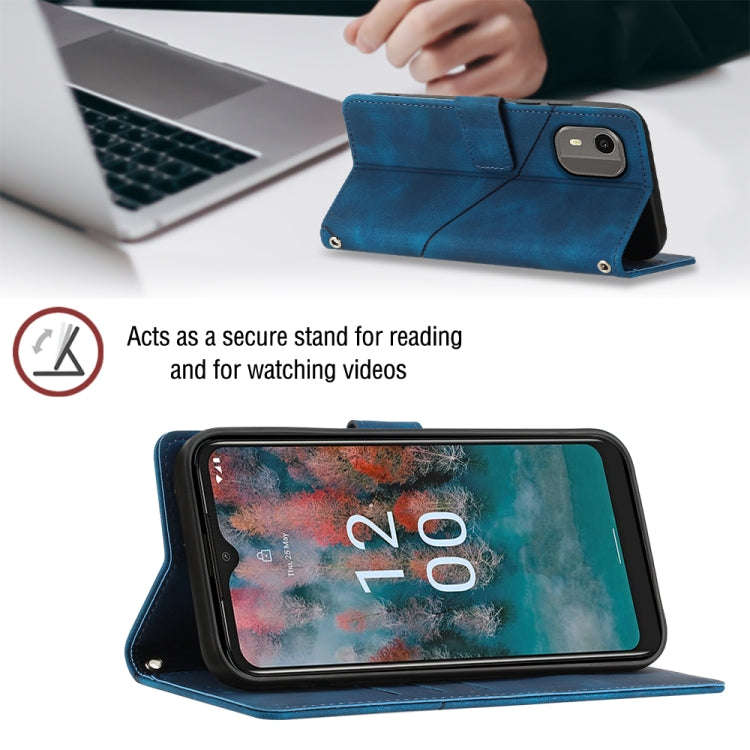 For Nokia C12 Skin-feel Embossed Leather Phone Case(Blue)
