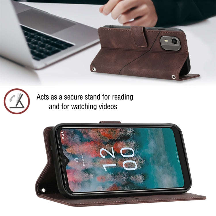 For Nokia C12 Skin-feel Embossed Leather Phone Case(Brown)