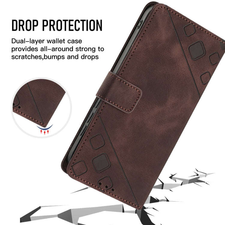 For Nokia C12 Skin-feel Embossed Leather Phone Case(Brown)
