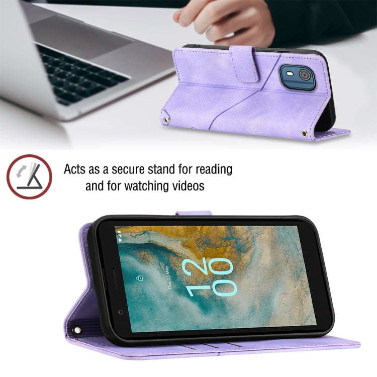 For Nokia C02 Skin-feel Embossed Leather Phone Case(Light Purple)