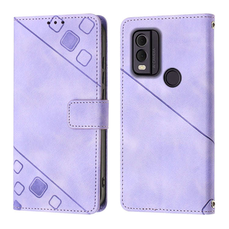 For Nokia C22 Skin-feel Embossed Leather Phone Case(Light Purple)