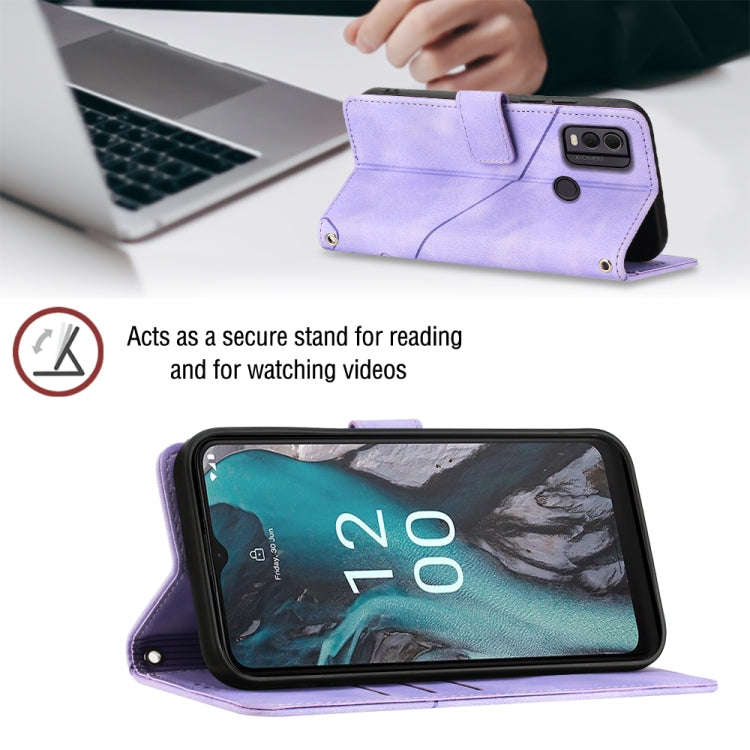 For Nokia C22 Skin-feel Embossed Leather Phone Case(Light Purple)
