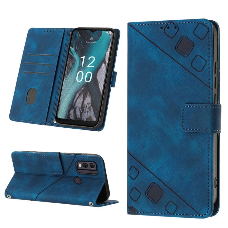 For Nokia C22 Skin-feel Embossed Leather Phone Case(Blue)