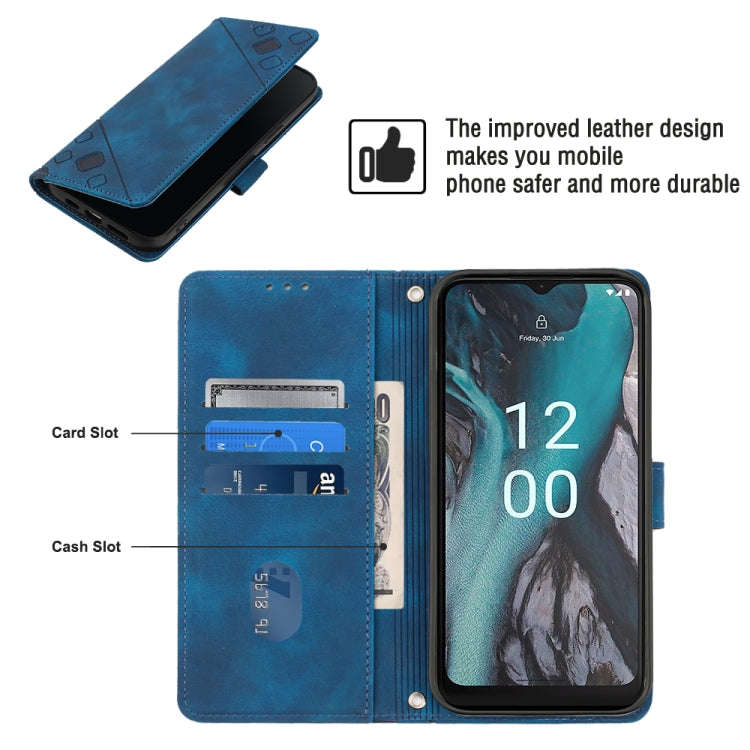 For Nokia C22 Skin-feel Embossed Leather Phone Case(Blue)