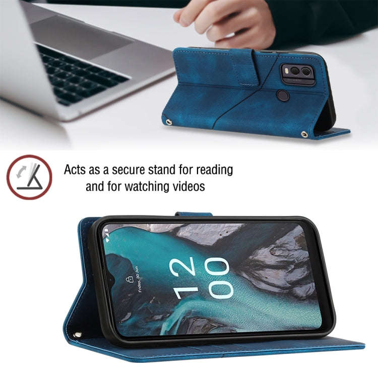 For Nokia C22 Skin-feel Embossed Leather Phone Case(Blue)