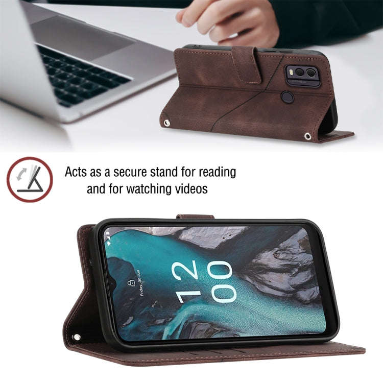 For Nokia C22 Skin-feel Embossed Leather Phone Case(Brown)