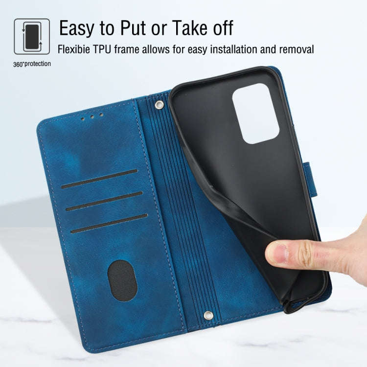 For Nokia C32 Skin-feel Embossed Leather Phone Case(Blue)