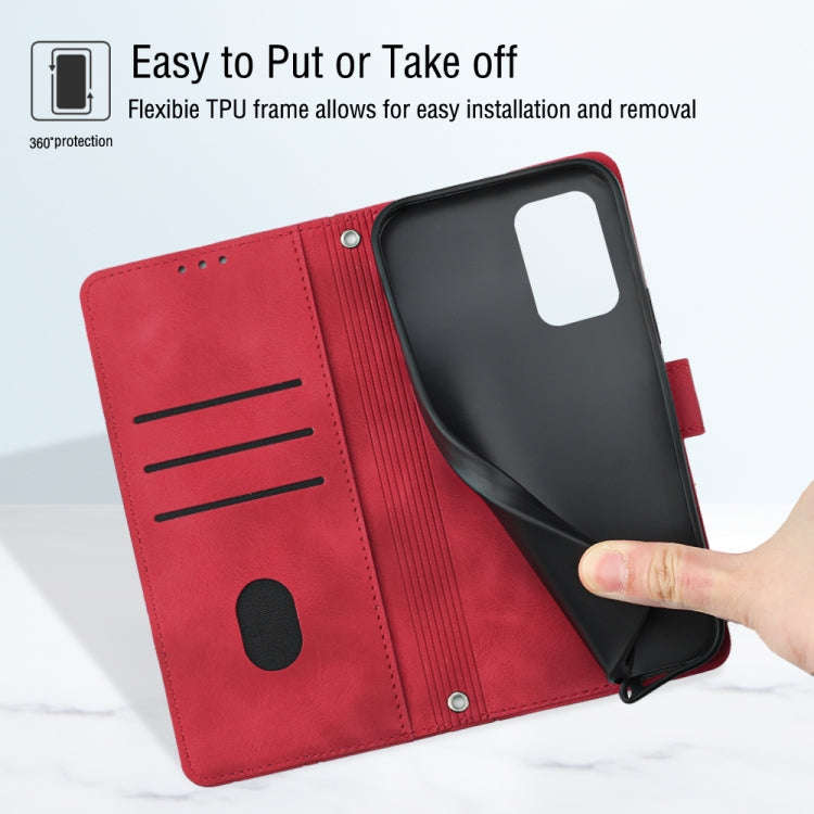 For Nokia C32 Skin-feel Embossed Leather Phone Case(Red)