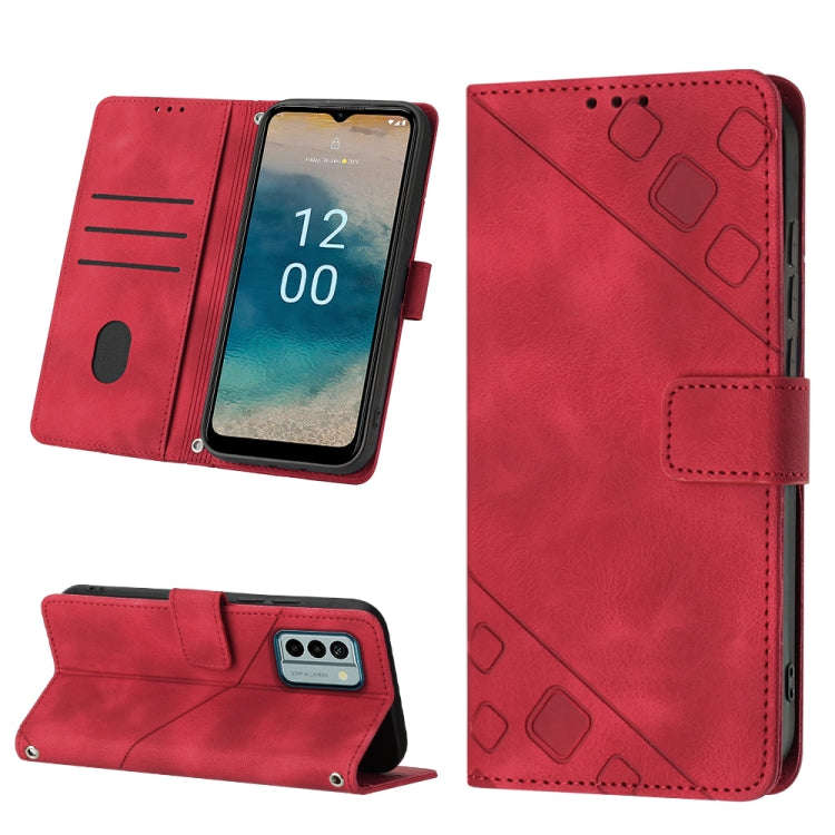 For Nokia G22 Skin-feel Embossed Leather Phone Case(Red)