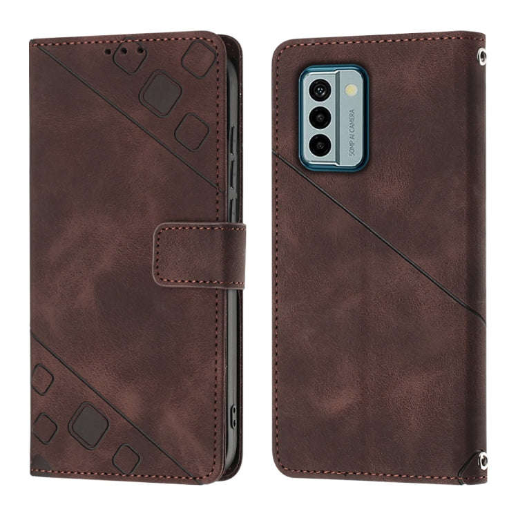 For Nokia G22 Skin-feel Embossed Leather Phone Case(Brown)