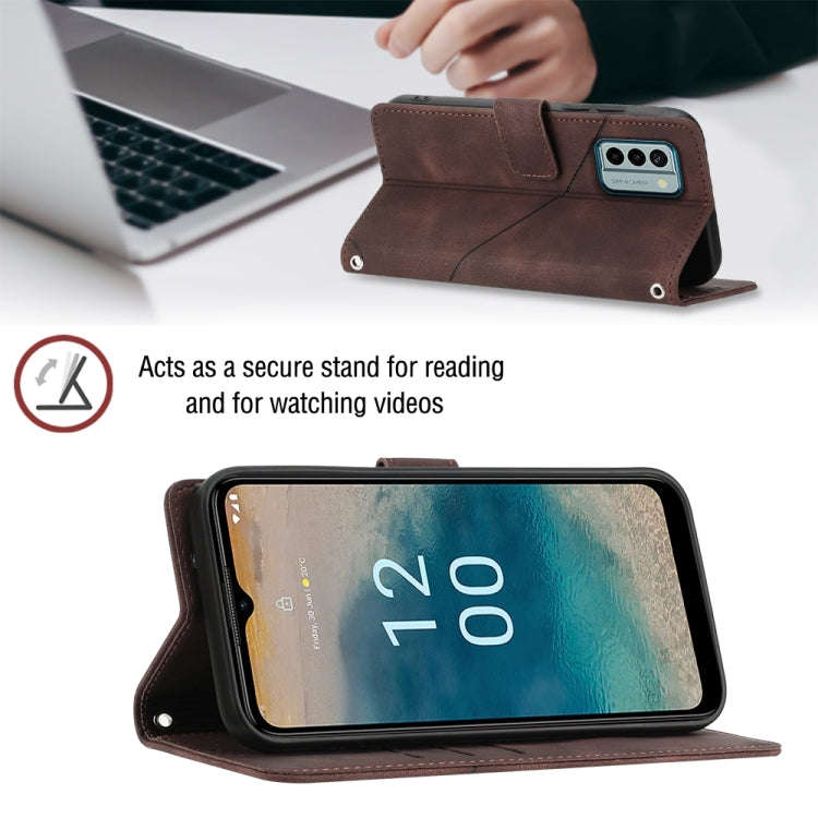 For Nokia G22 Skin-feel Embossed Leather Phone Case(Brown)