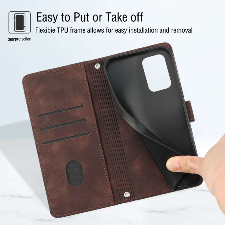 For Nokia G22 Skin-feel Embossed Leather Phone Case(Brown)