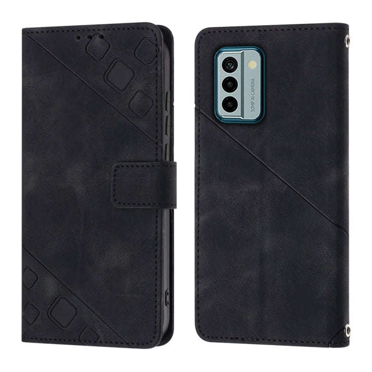 For Nokia G22 Skin-feel Embossed Leather Phone Case(Black)