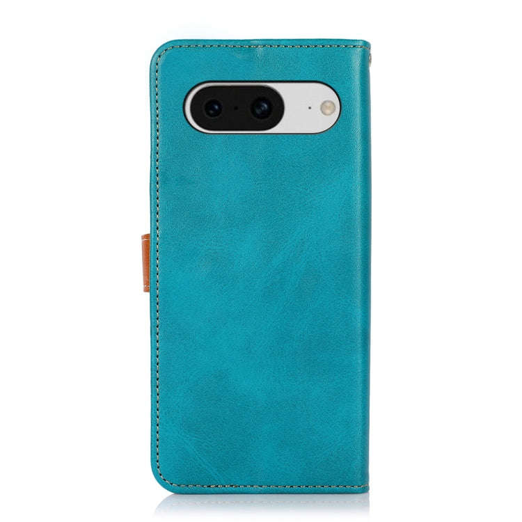 For Google Pixel 8 KHAZNEH Dual-color Cowhide Texture Flip Leather Phone Case(Blue)