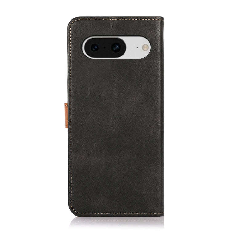 For Google Pixel 8 KHAZNEH Dual-color Cowhide Texture Flip Leather Phone Case(Black)