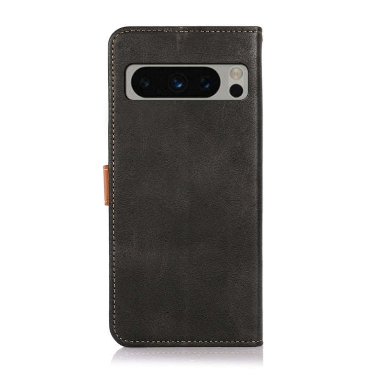 For Google Pixel 8 Pro KHAZNEH Dual-color Cowhide Texture Flip Leather Phone Case(Black)