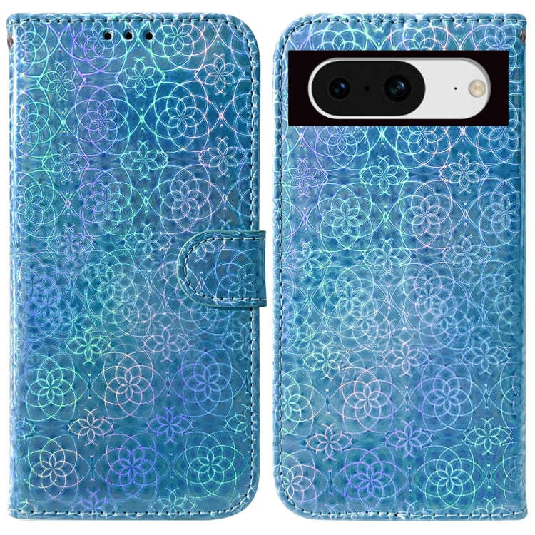 For Google Pixel 8 Colorful Magnetic Buckle Leather Phone Case(Blue)