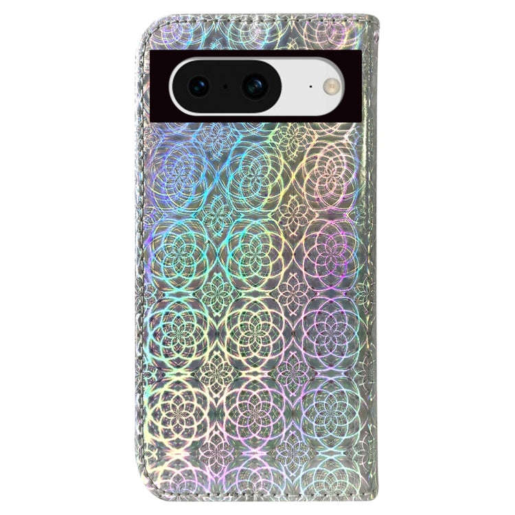 For Google Pixel 8 Colorful Magnetic Buckle Leather Phone Case(Silver)