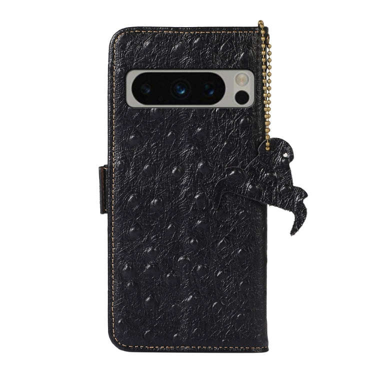For Google Pixel 8 Pro Ostrich Pattern Genuine Leather RFID Phone Case(Black)