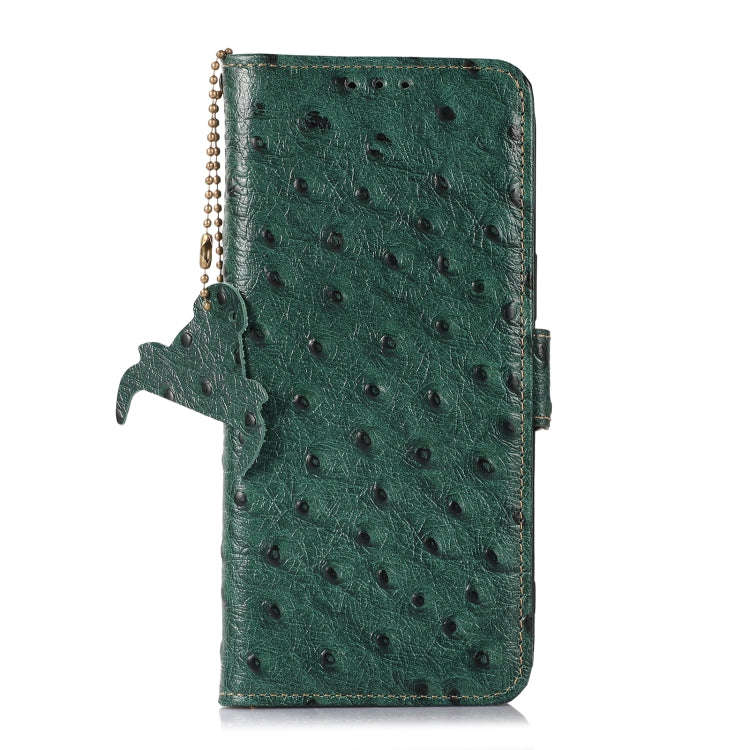 For Honor Magic5 Ostrich Pattern Genuine Leather RFID Phone Case(Green)