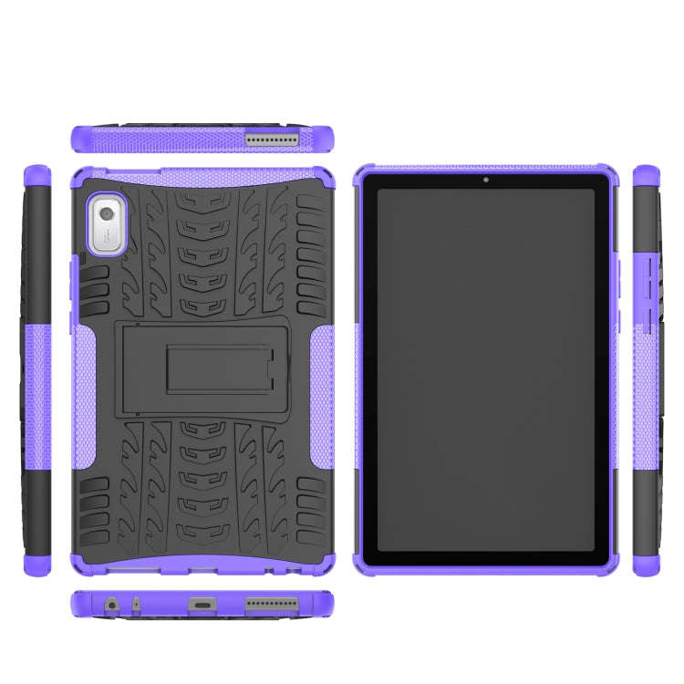 For Lenovo Tab M9 Tire Texture TPU + PC Tablet Case with Holder(Purple)