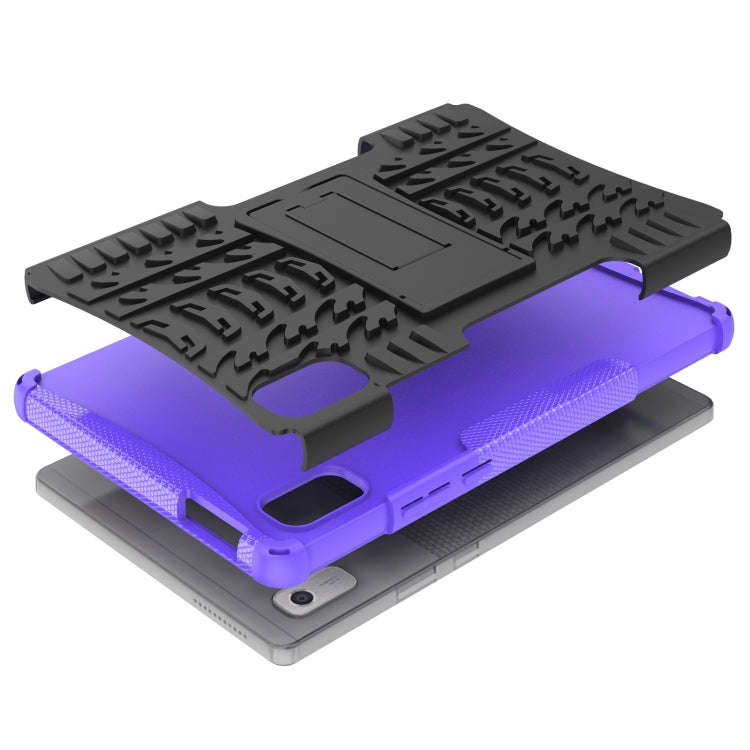 For Lenovo Tab M9 Tire Texture TPU + PC Tablet Case with Holder(Purple)