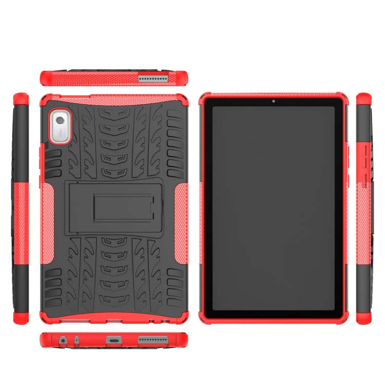 For Lenovo Tab M9 Tire Texture TPU + PC Tablet Case with Holder(Red)