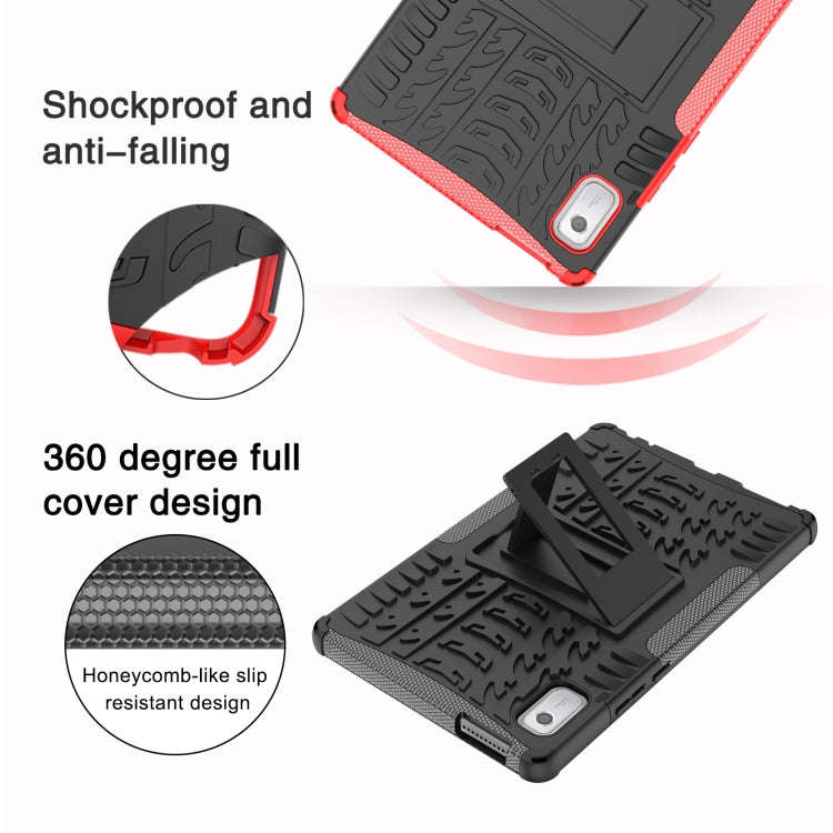 For Lenovo Tab M9 Tire Texture TPU + PC Tablet Case with Holder(Purple)