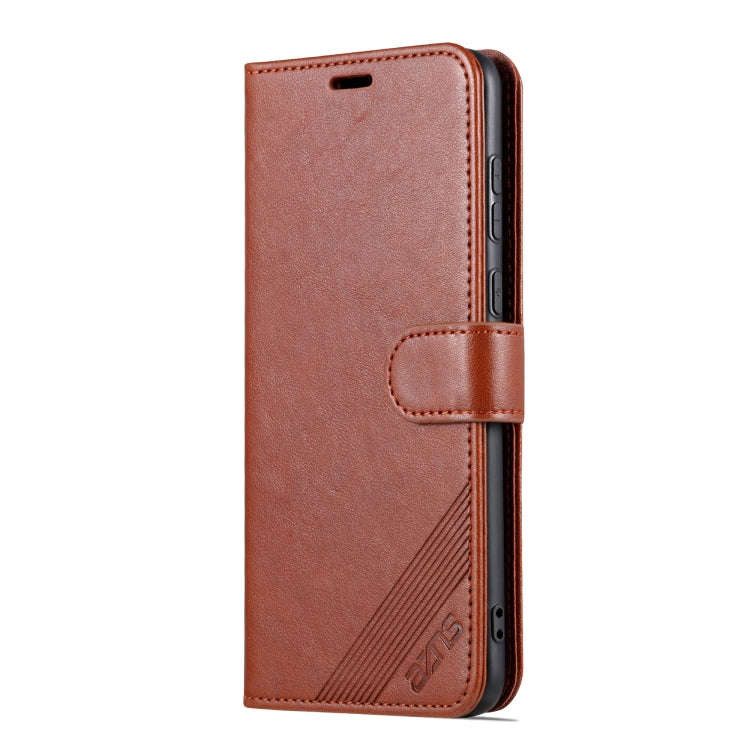 For Huawei P60 Art AZNS Sheepskin Texture Flip Leather Phone Case(Brown)