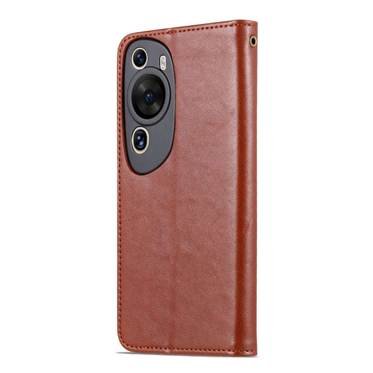 For Huawei P60 Art AZNS Sheepskin Texture Flip Leather Phone Case(Brown)