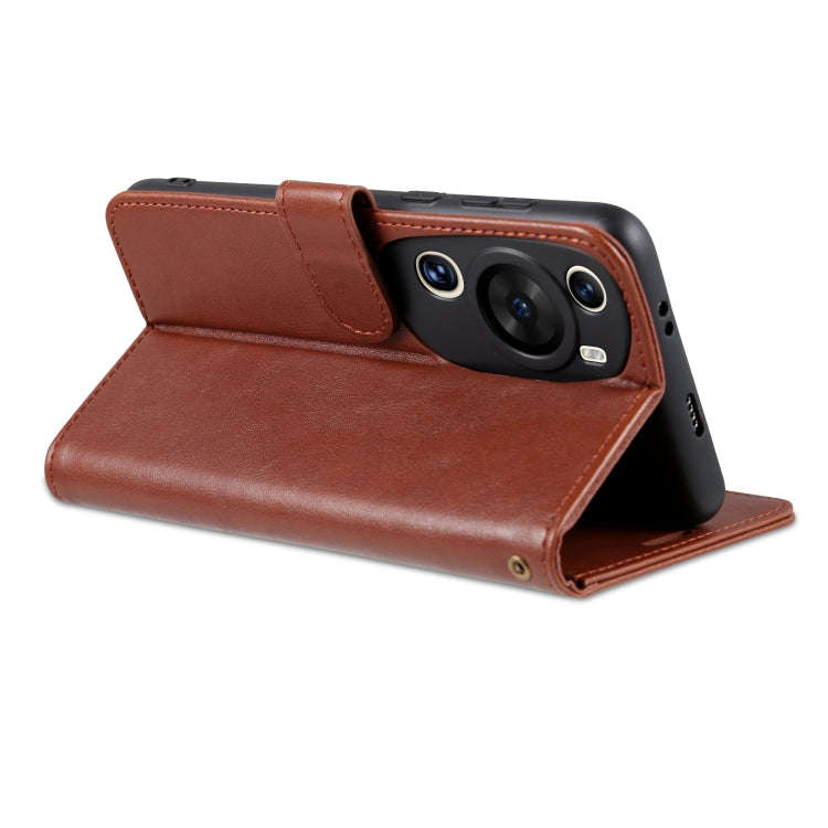 For Huawei P60 Art AZNS Sheepskin Texture Flip Leather Phone Case(Brown)