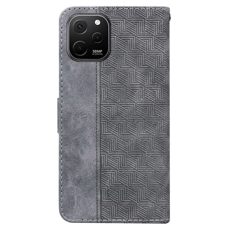 For Huawei nova Y61 / Enjoy 50z Geometric Embossed Leather Phone Case(Grey)