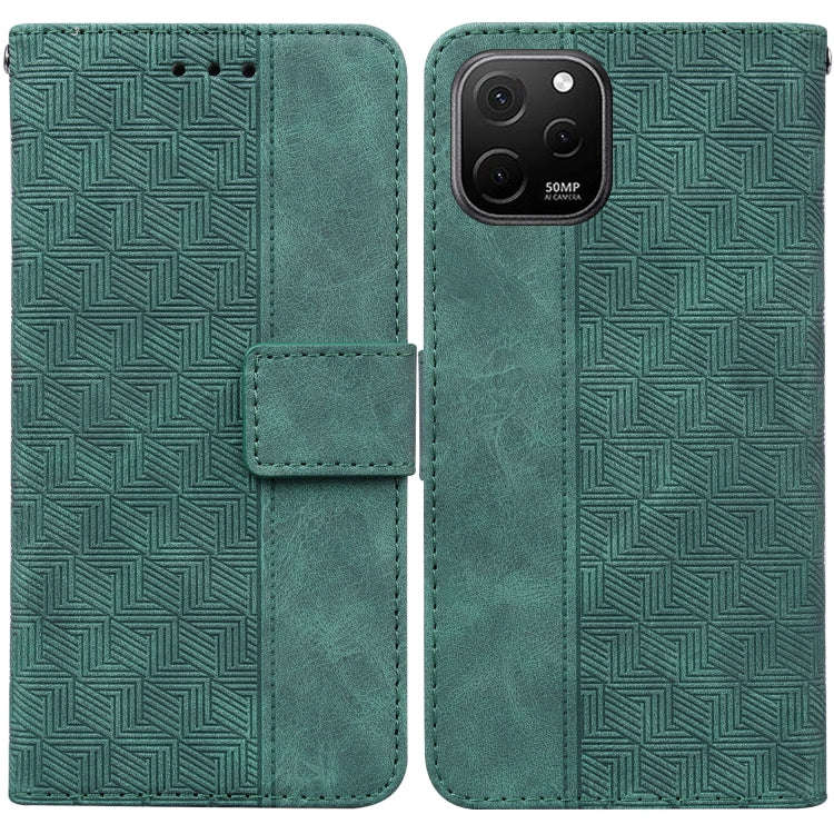 For Huawei nova Y61 / Enjoy 50z Geometric Embossed Leather Phone Case(Green)