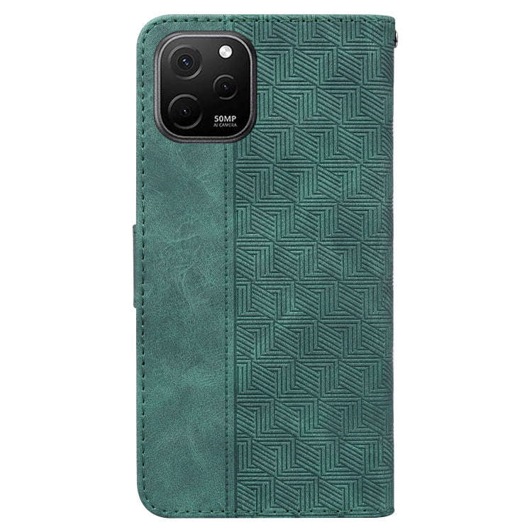 For Huawei nova Y61 / Enjoy 50z Geometric Embossed Leather Phone Case(Green)