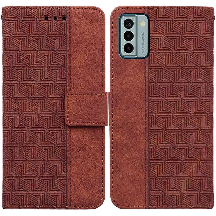 For Nokia G22 Geometric Embossed Leather Phone Case(Brown)