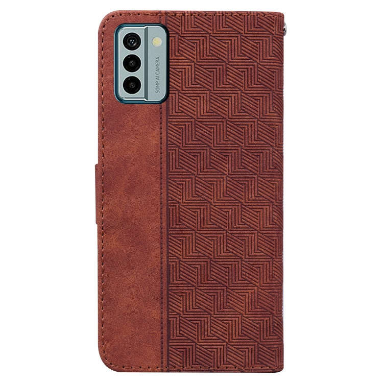 For Nokia G22 Geometric Embossed Leather Phone Case(Brown)