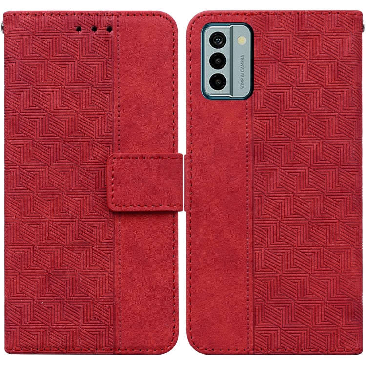 For Nokia G22 Geometric Embossed Leather Phone Case(Red)