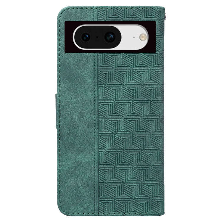 For Google Pixel 8 Geometric Embossed Leather Phone Case(Green)