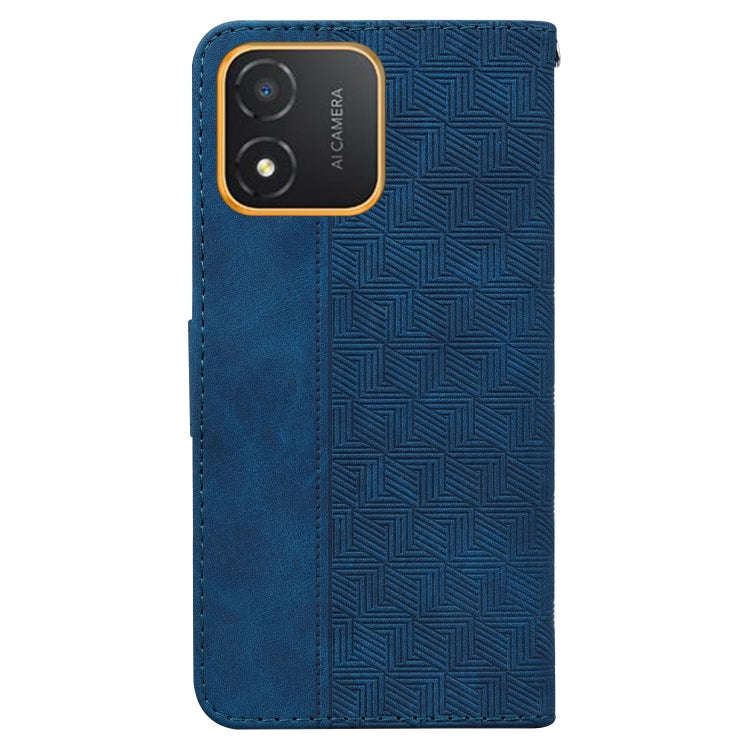 For Honor X5 Geometric Embossed Leather Phone Case(Blue)