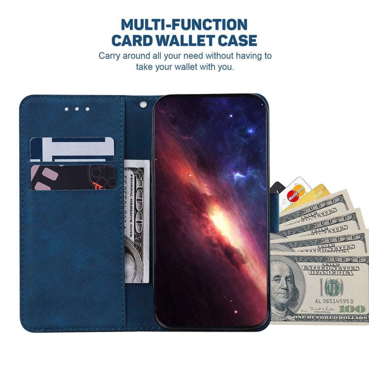 For Honor X5 Geometric Embossed Leather Phone Case(Blue)