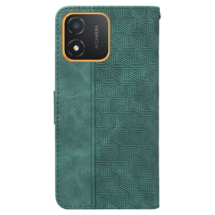For Honor X5 Geometric Embossed Leather Phone Case(Green)