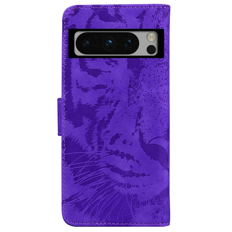 For Google Pixel 8 Pro Tiger Embossing Pattern Flip Leather Phone Case(Purple)