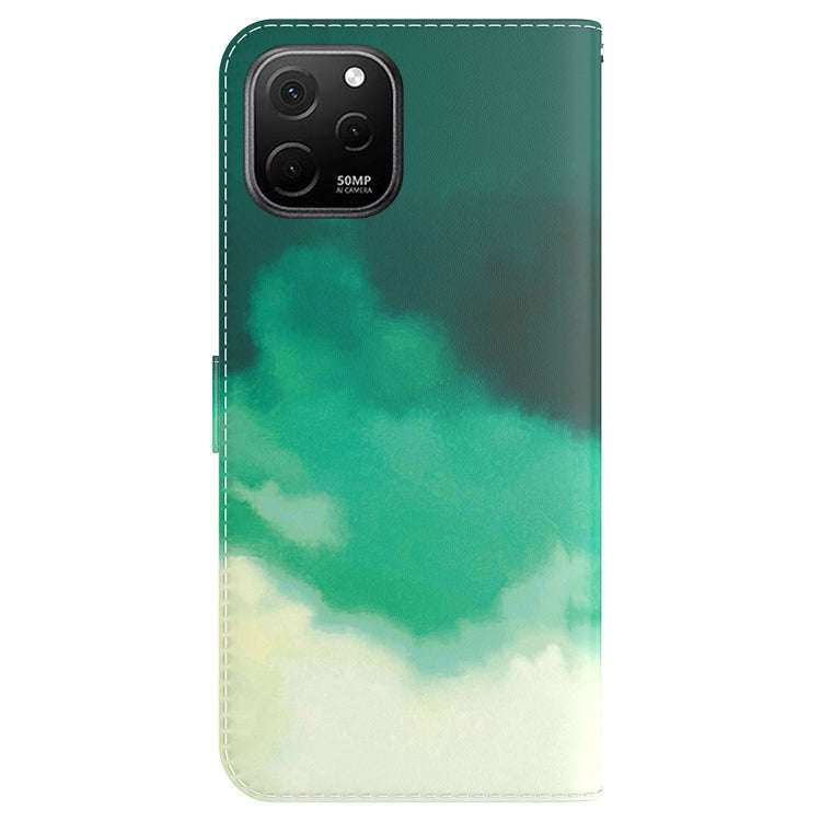 For Huawei nova Y61 / Enjoy 50z Watercolor Pattern Flip Leather Phone Case(Cyan Green)