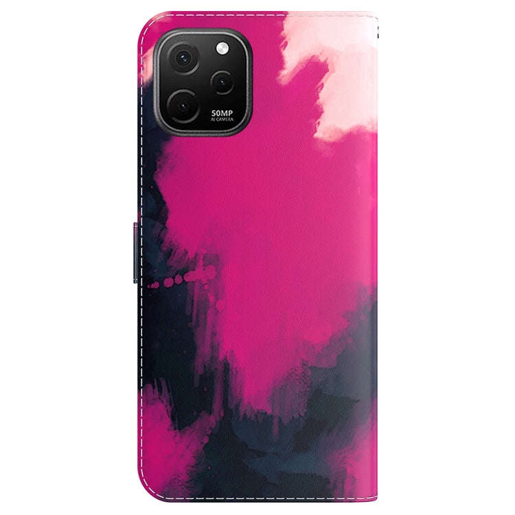 For Huawei nova Y61 / Enjoy 50z Watercolor Pattern Flip Leather Phone Case(Berry)