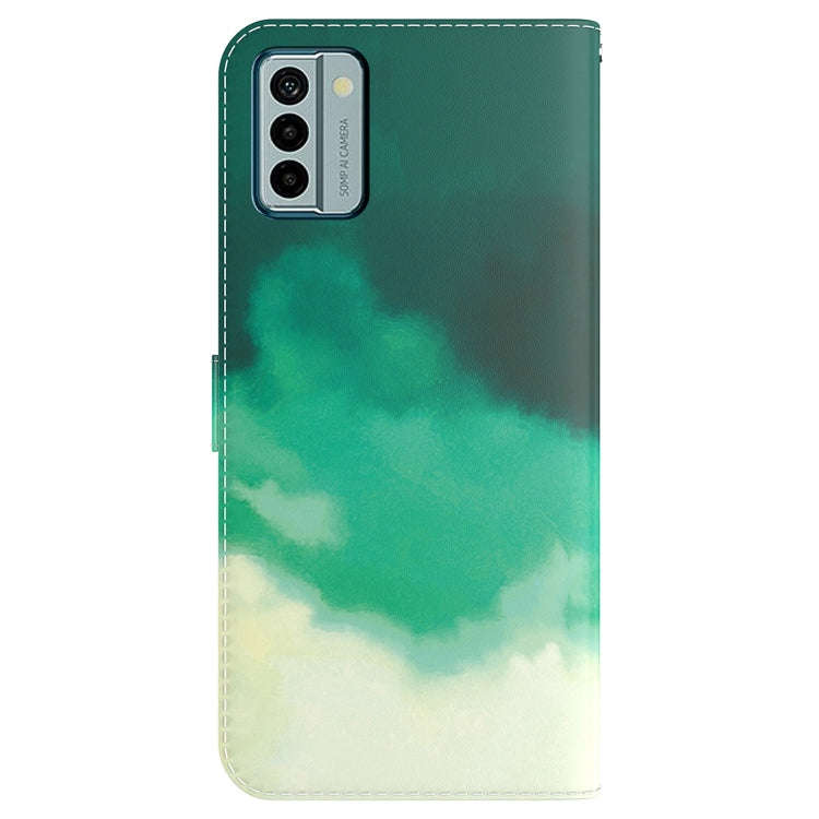 For Nokia G22 Watercolor Pattern Flip Leather Phone Case(Cyan Green)