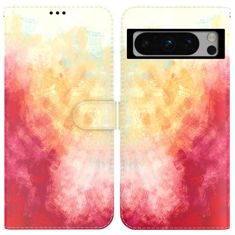 For Google Pixel 8 Pro Watercolor Pattern Flip Leather Phone Case(Spring Cherry)