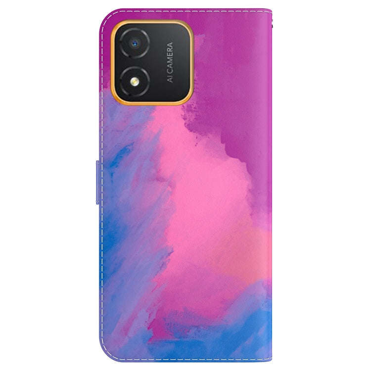 For Honor X5 Watercolor Pattern Flip Leather Phone Case(Purple Red)